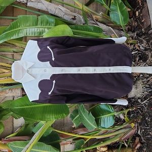 Roper vintage black white Western cowboy rodeo embroidered button down shirt L